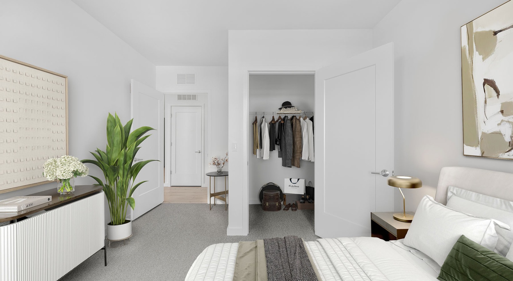 gibson point living bedroom at gibson point with closet open