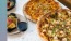 Close-up of wood-fired pizzas, cheesy skillet dish, red wine, and meatballs at Mila’s, a modern waterfront restaurant at Gibson Point in Revere, MA
