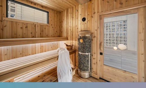 sauna at gibson point apartments in revere ma