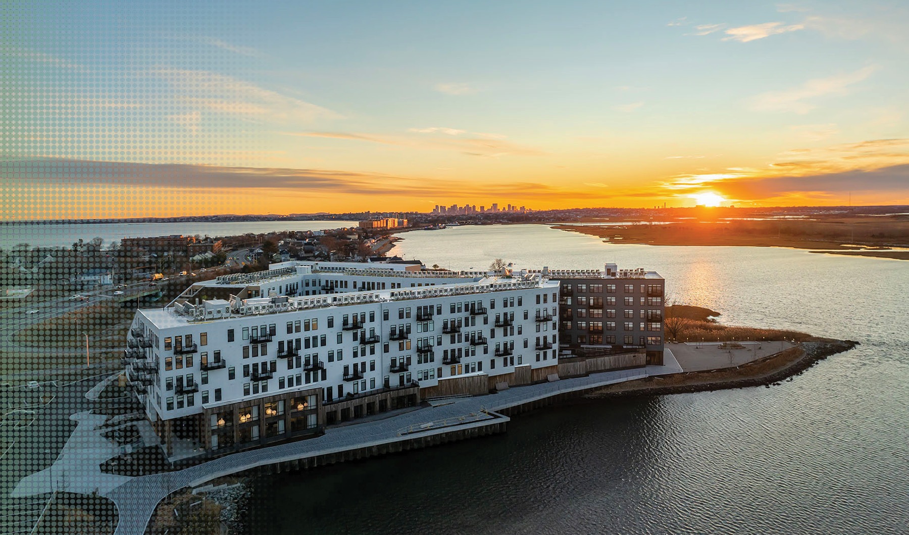 sunset view of gibson point from drone