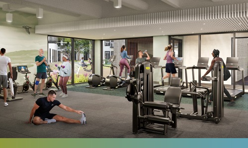 fitness center with open spaces and bright lighting through the windows