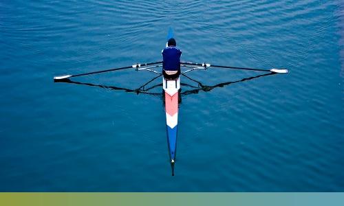 a person rowing